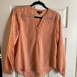 The Limited sheer pattern peach blouse